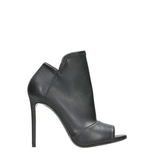 Grey Mer Black Leather Anle Boots展示图