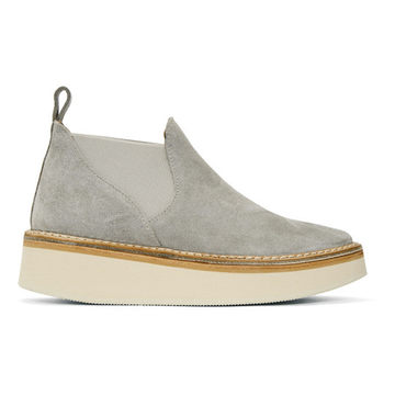 SSENSE Exclusive Grey Suede Alambra Platform Boots