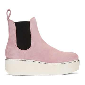 SSENSE Exclusive Pink Suede Gibus Platform Boots