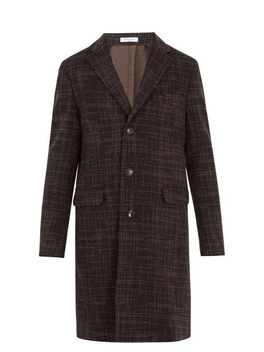 Single-breasted checked wool coat展示图