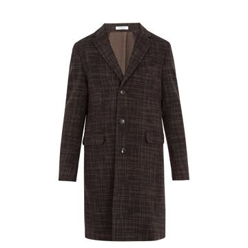 Single-breasted checked wool coat