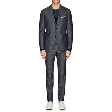 K2 Wool-Blend Denim Two-Button Suit