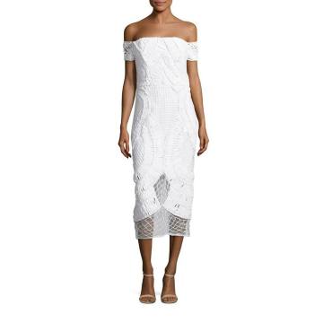 Apollo Crochet Off-The-Shoulder Midi Dress