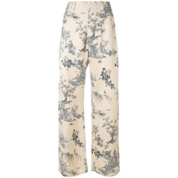 printed style flared trousers