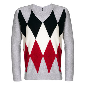 V-neck argyle jumper