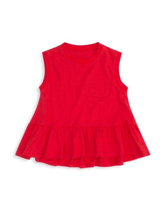 Girl's Flounce Cotton Pocket Tank Top展示图