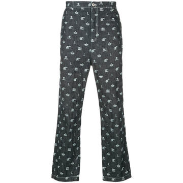 skull print jeans