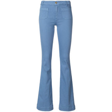 flat pocket flared jeans