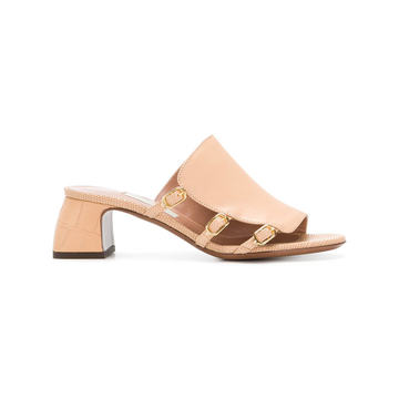 side buckle mules