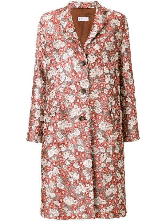 floral jacquard single-breasted coat展示图