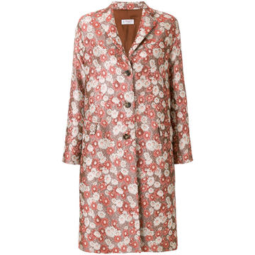 floral jacquard single-breasted coat