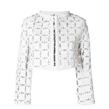 semi-sheer floral cut-out bolero jacket