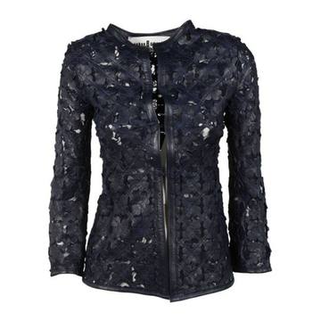 Caban Romantic Flower Short Leather Jacket