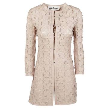 Caban Romantic Flower Long Leather Jacket