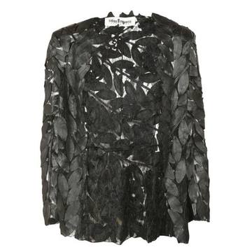 Caban Romantic Leaf Lace Leather Jacket