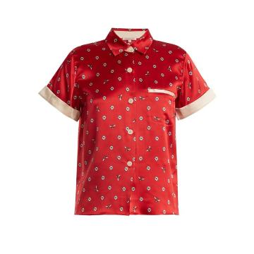 Staci daisy-print silk pyjama top
