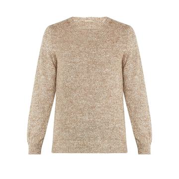 Crew-neck melange-knit sweater