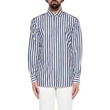 White/blue Striped Cotton Poplin Shirt