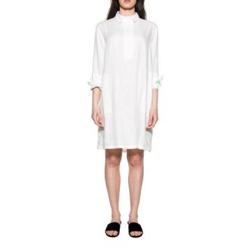 White Nselene Striped Linen Dress