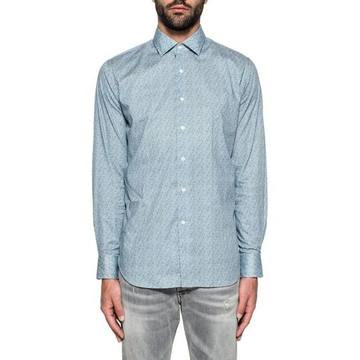 Light Blue Printed Stretch Shirt