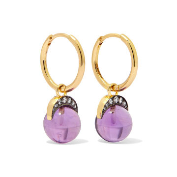Mala 18K 黄金、紫水晶、钻石耳环