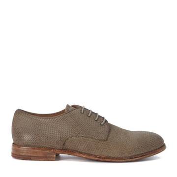 Moma Woven Leather Dark Beige Lace Up Shoes