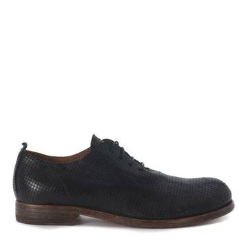 Moma Black Lasered Leather Lace Up Shoes