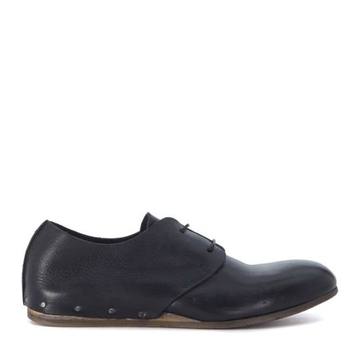 Moma Arizona Black Leather Raw Cut Lace Up Shoes