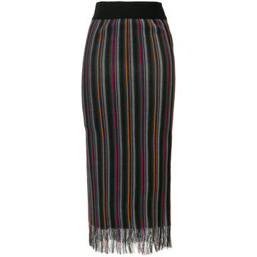 frayed detail striped skirt