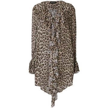 leopard print long-sleeve blouse