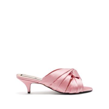 Twist-front open-toe satin mules