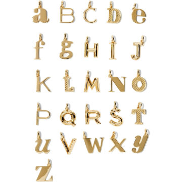 A-Z Alphabet Letter 镀金纯银坠饰
