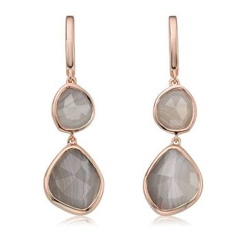 Siren Double Nugget Grey Agate Drop Earrings