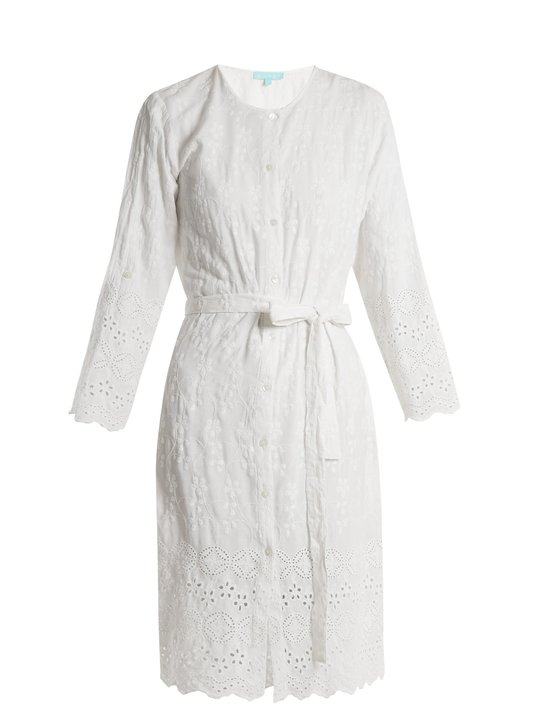 Cecilia embroidered collarless shirtdress展示图