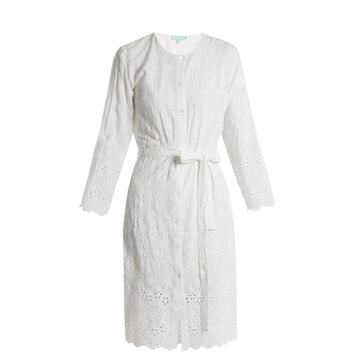 Cecilia embroidered collarless shirtdress