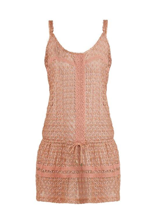 Khloe drawstring-waist crochet-knit dress展示图