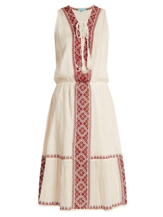 Gwyneth lace-up embroidered-cotton dress展示图