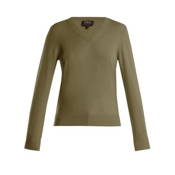 Edina V-neck cotton and cashmere-blend sweater