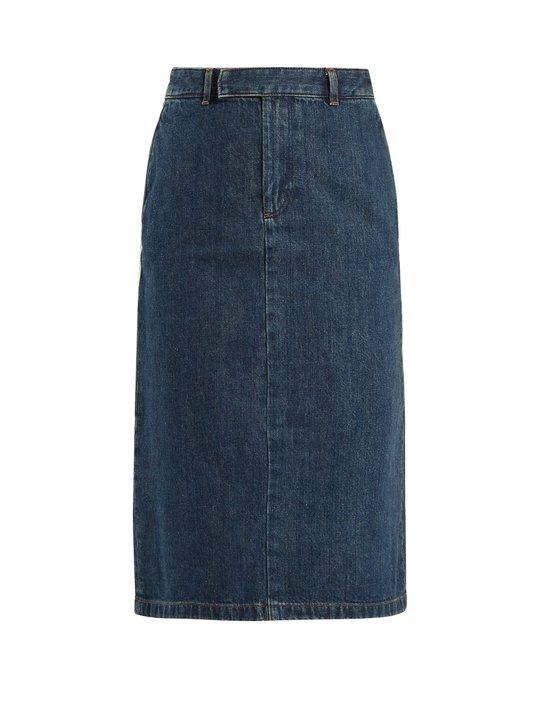 Constance high-rise denim midi skirt展示图