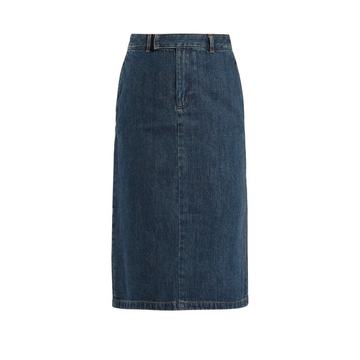 Constance high-rise denim midi skirt