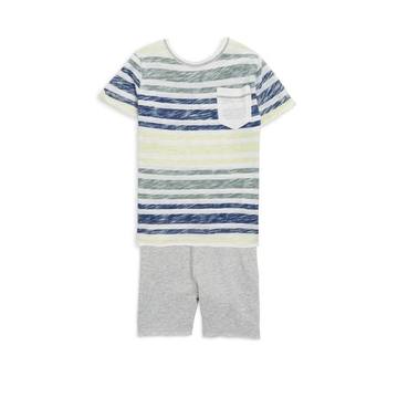 Baby's, Toddler's &amp; Little Boy's Reversible Stripe Tee and Shorts Set