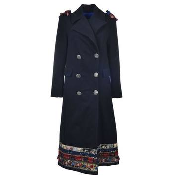 History Repeats Tassel Trim Double Breasted Coat