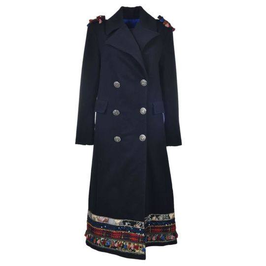 History Repeats Tassel Trim Double Breasted Coat展示图