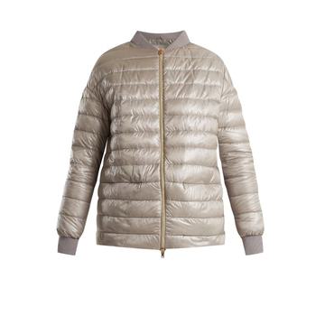 High-neck quilted down bomber jacket