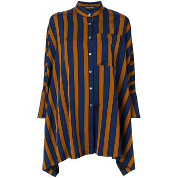 oversized striped collarless shirt