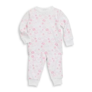 Baby Girl's Endearing Elephants Cotton Pajama Set