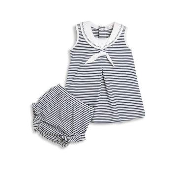 Baby's Seven Seas Two-Piece Cotton Stripe Dress & Diaper Cover Set