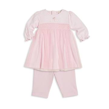 Baby's Two-Piece Rose Ribbons Pima Cotton Dress & Leggings Set