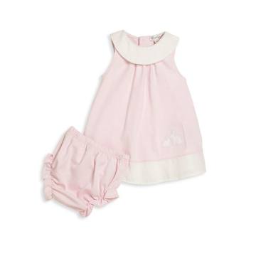 Baby's Rabbit Colorblock Dress and Bloomers Set
