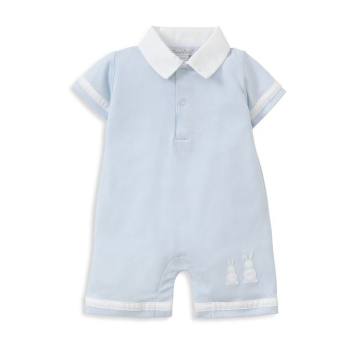 Baby's Pique Bunny Ears Short-Sleeve Cotton Coverall